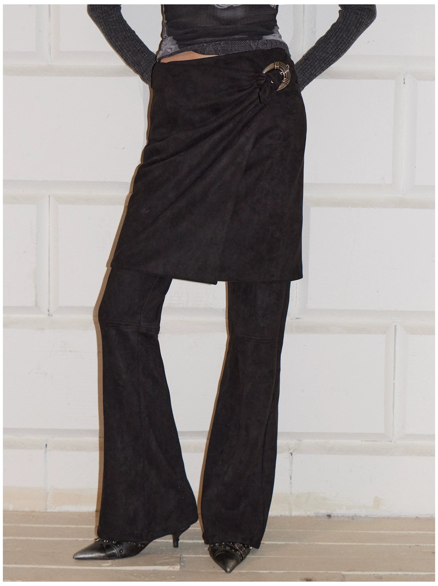 Detachable Two-Way Leather Skirt–Pants