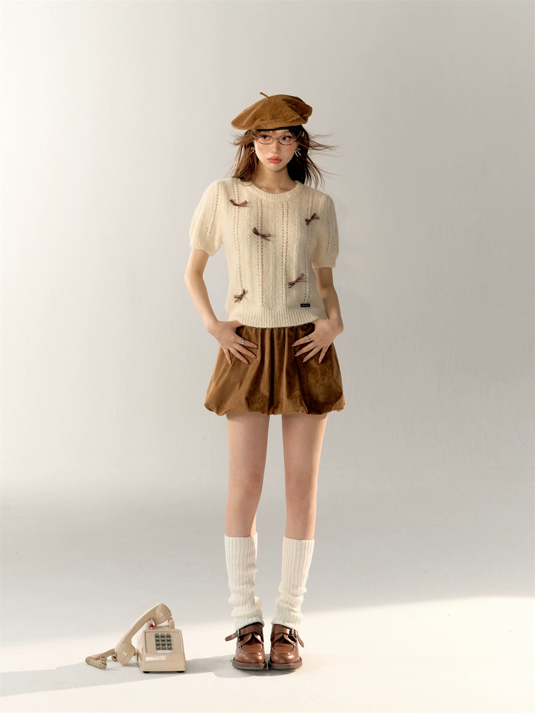 Suede Pleated Bubble Skirt - CHINASQUAD