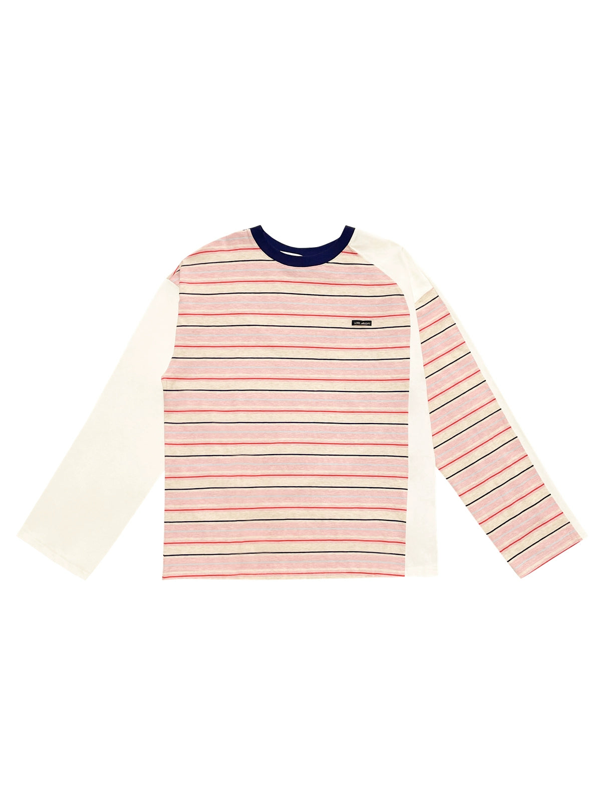 Pink Color-Block Striped Oversized T-shirt - CHINASQUAD