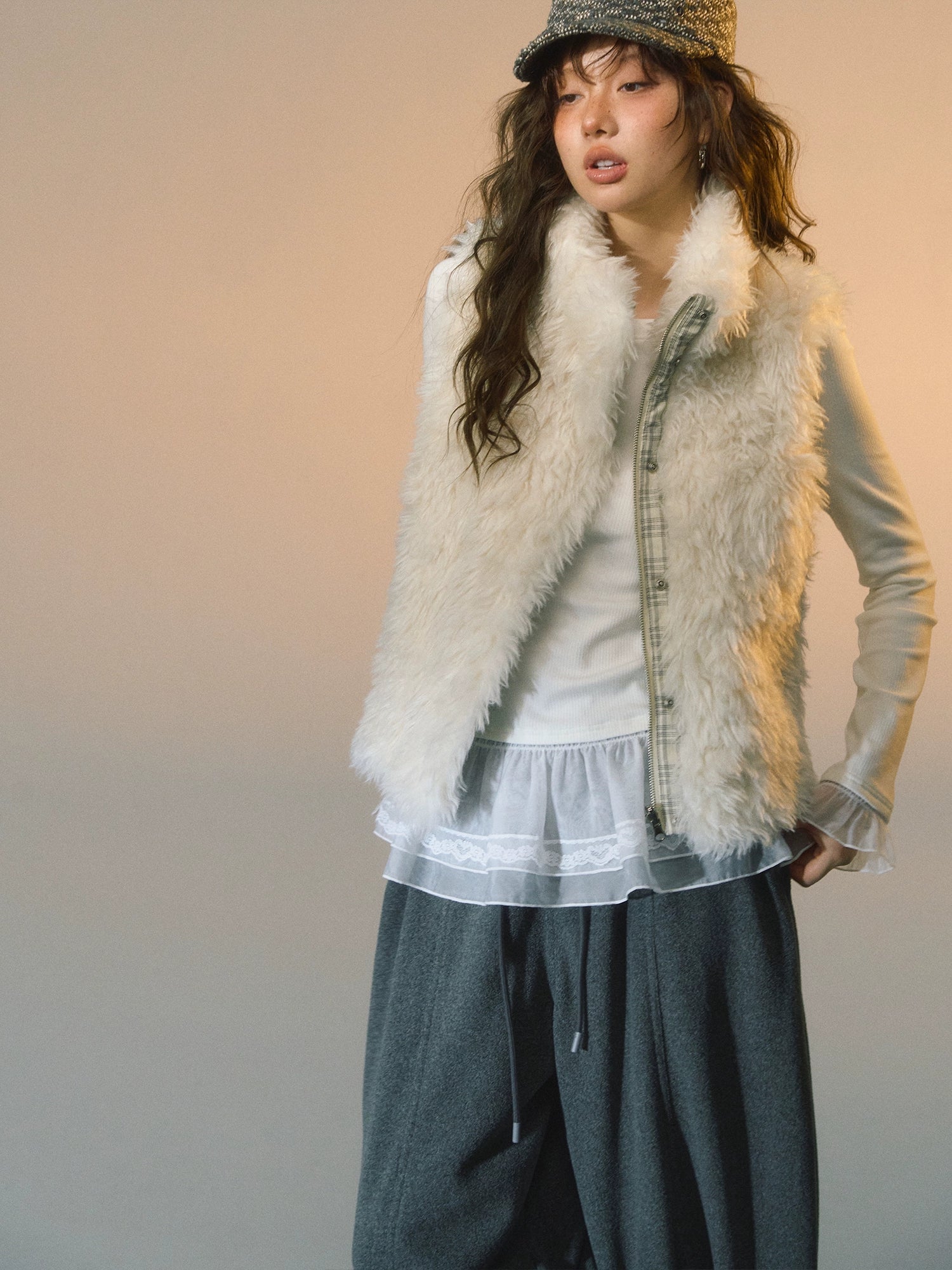 Plaid Patchwork Sherpa Reversible Vest - CHINASQUAD