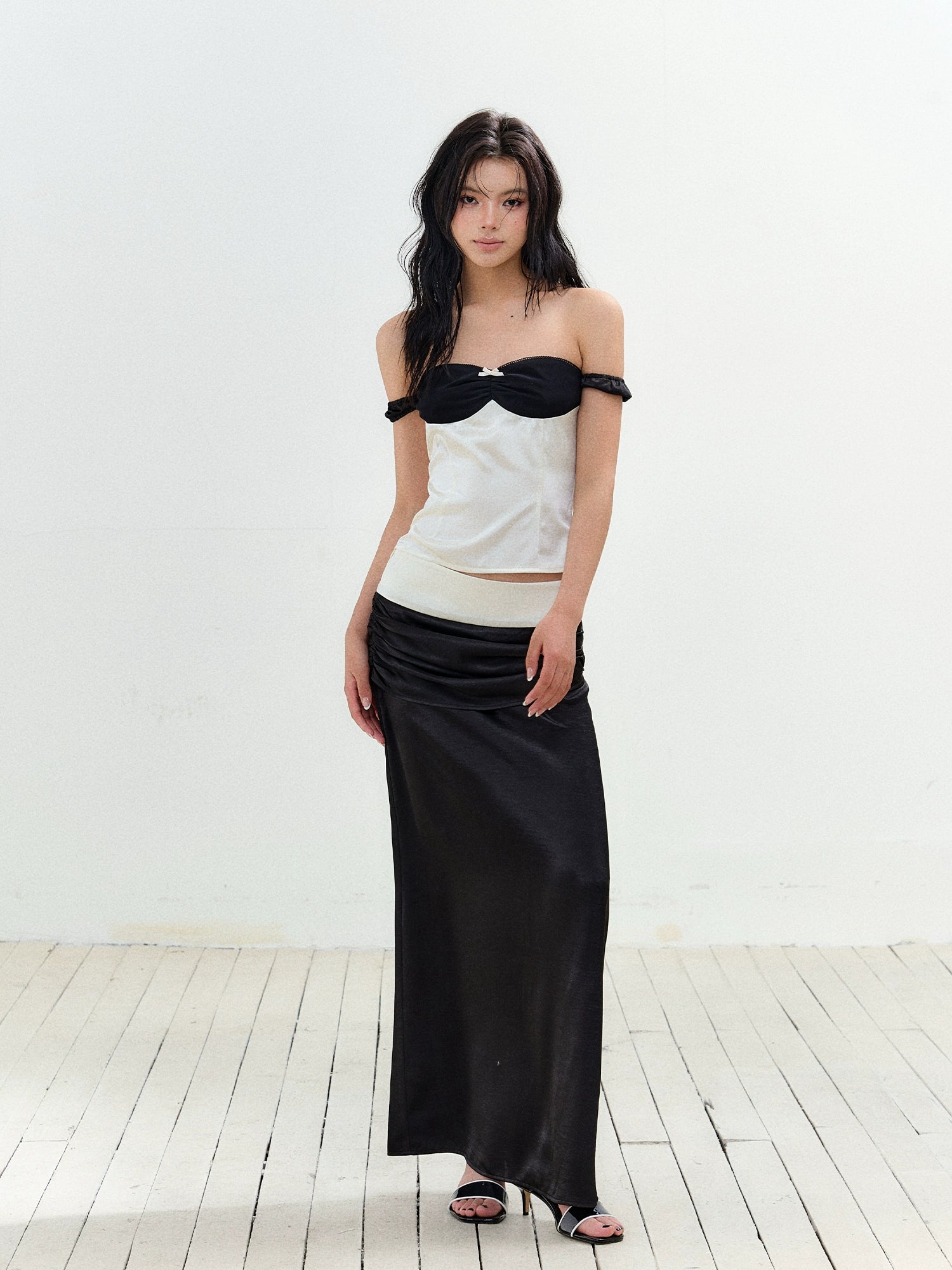Colorblock Bubble Sleeve Top & Skirt Set
