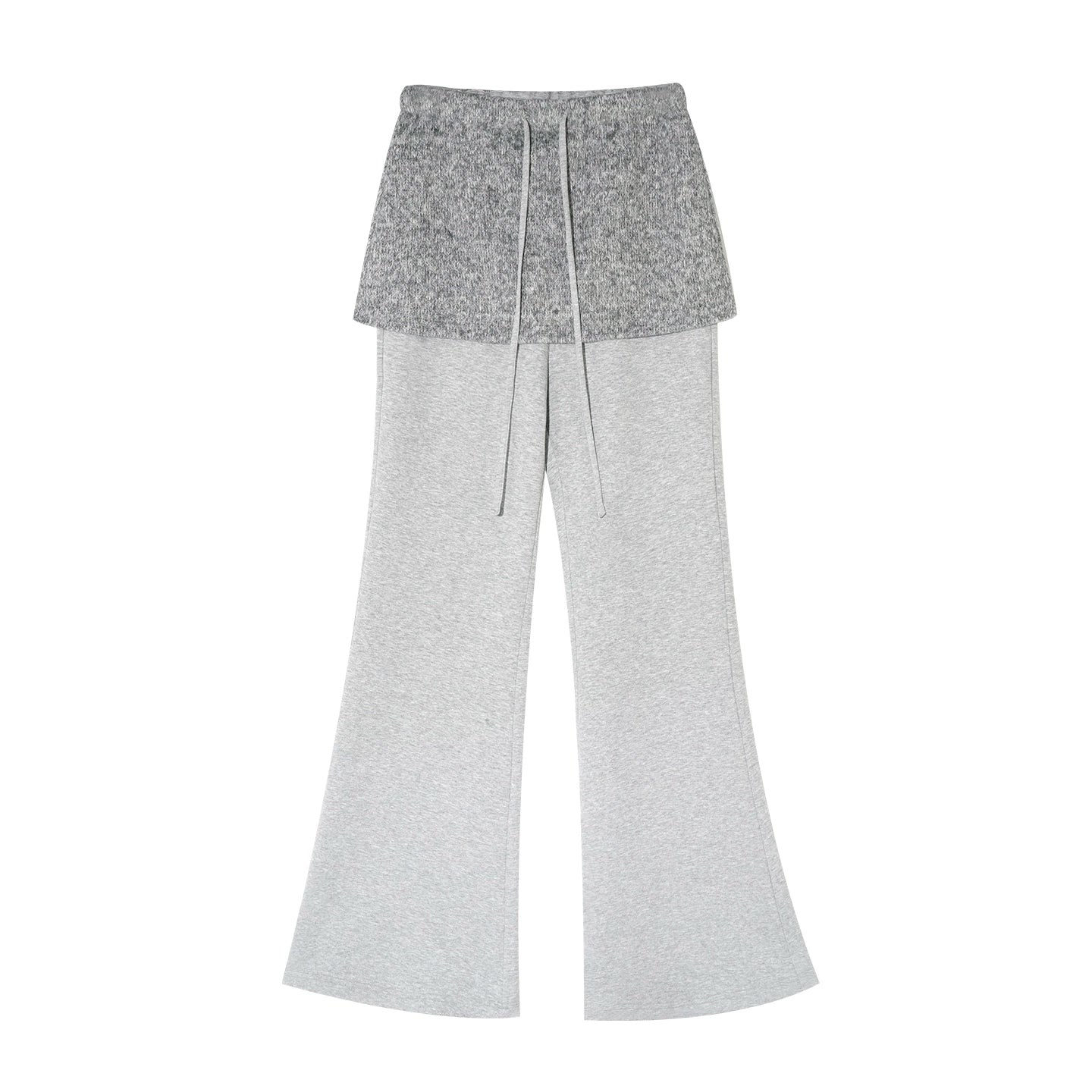 Grey Off-Shoulder Sweatshirt & Flared Pants Two-Piece Set