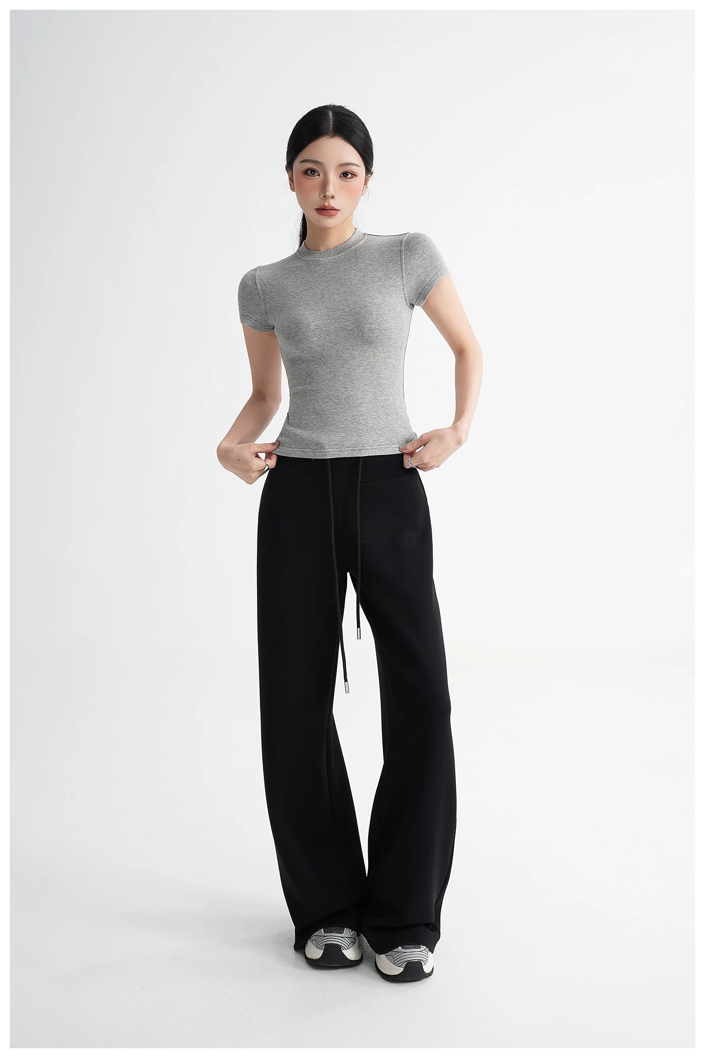 High-Waisted Knit Wide-Leg Trousers