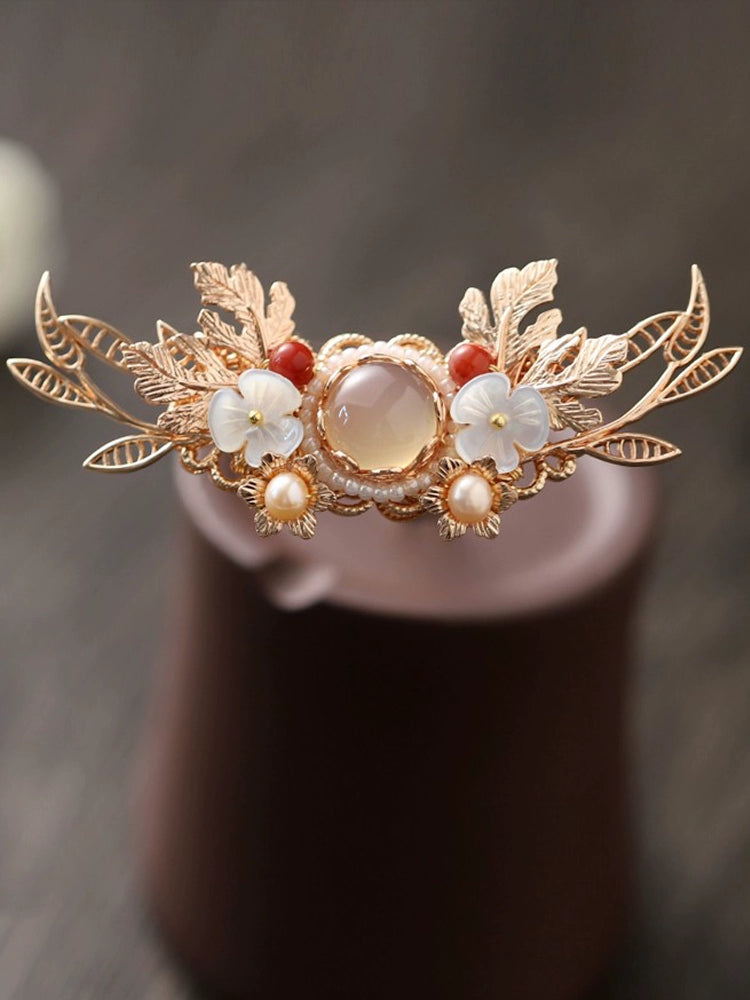 Handmade Pearl and Agate Hair Crown - CHINASQUAD