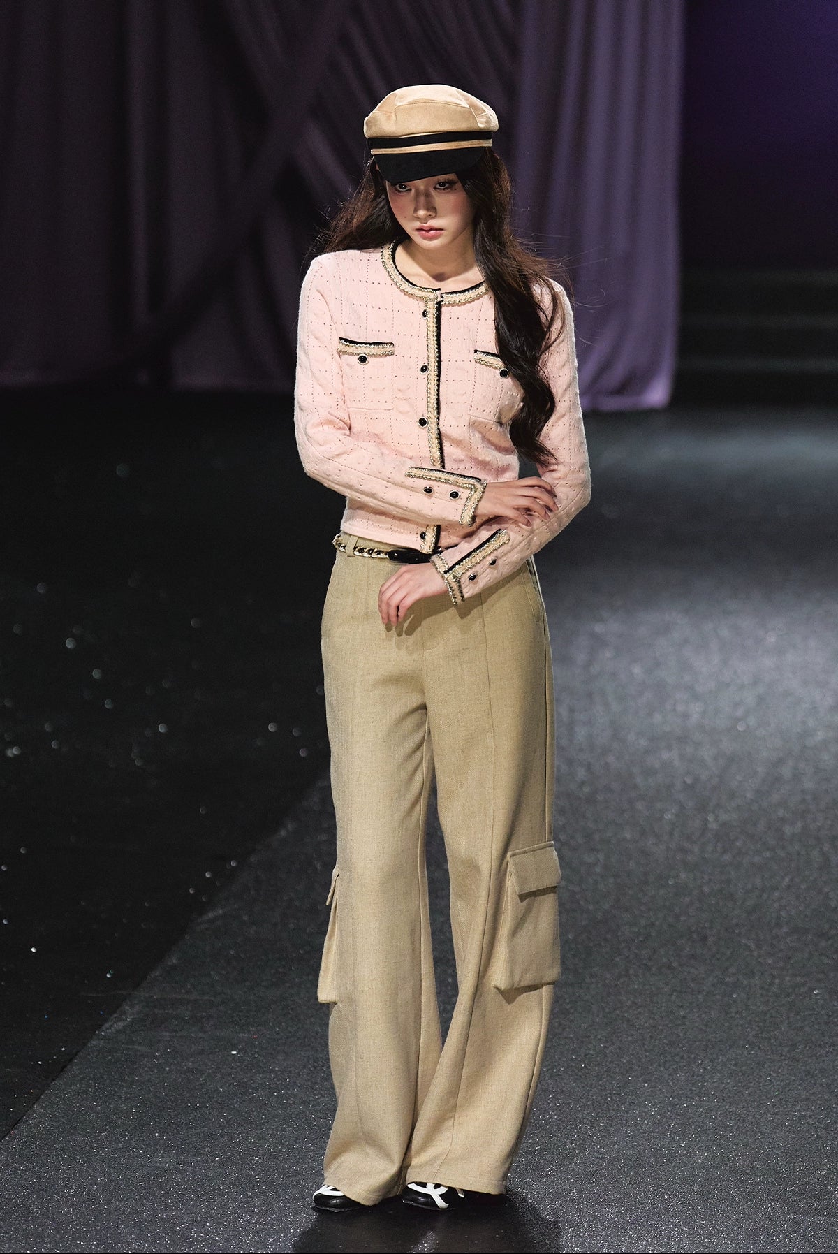 Pink Check Knit Cardigan - CHINASQUAD