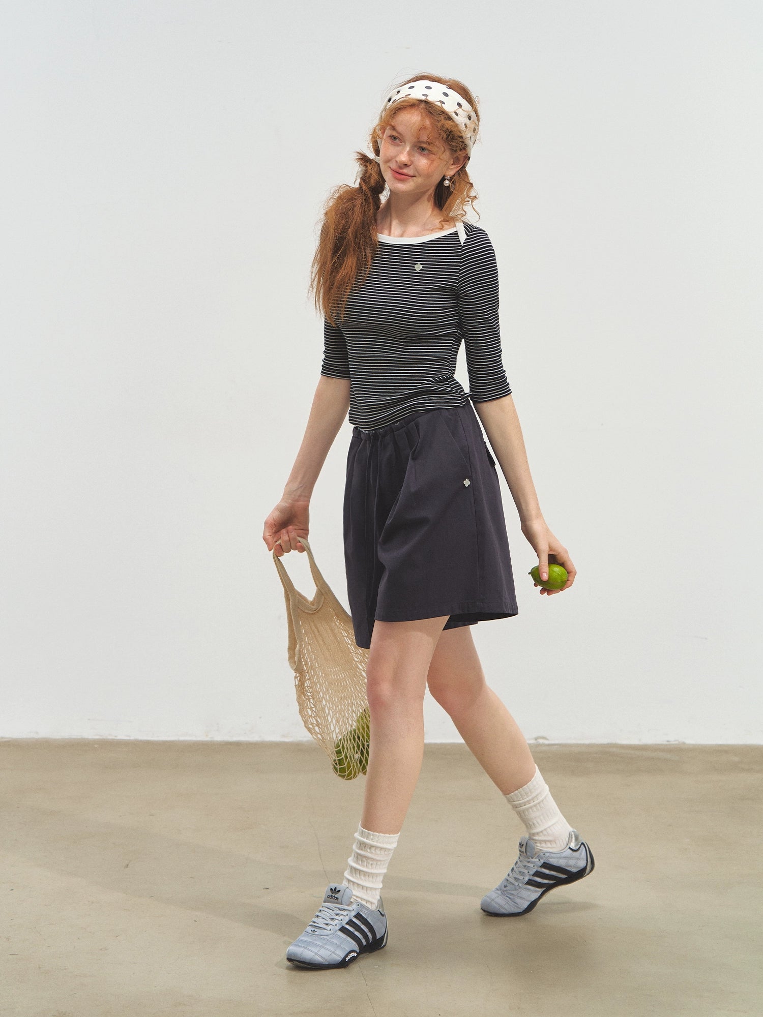 Envelope Neck Mid-sleeve Striped T-Shirt - CHINASQUAD