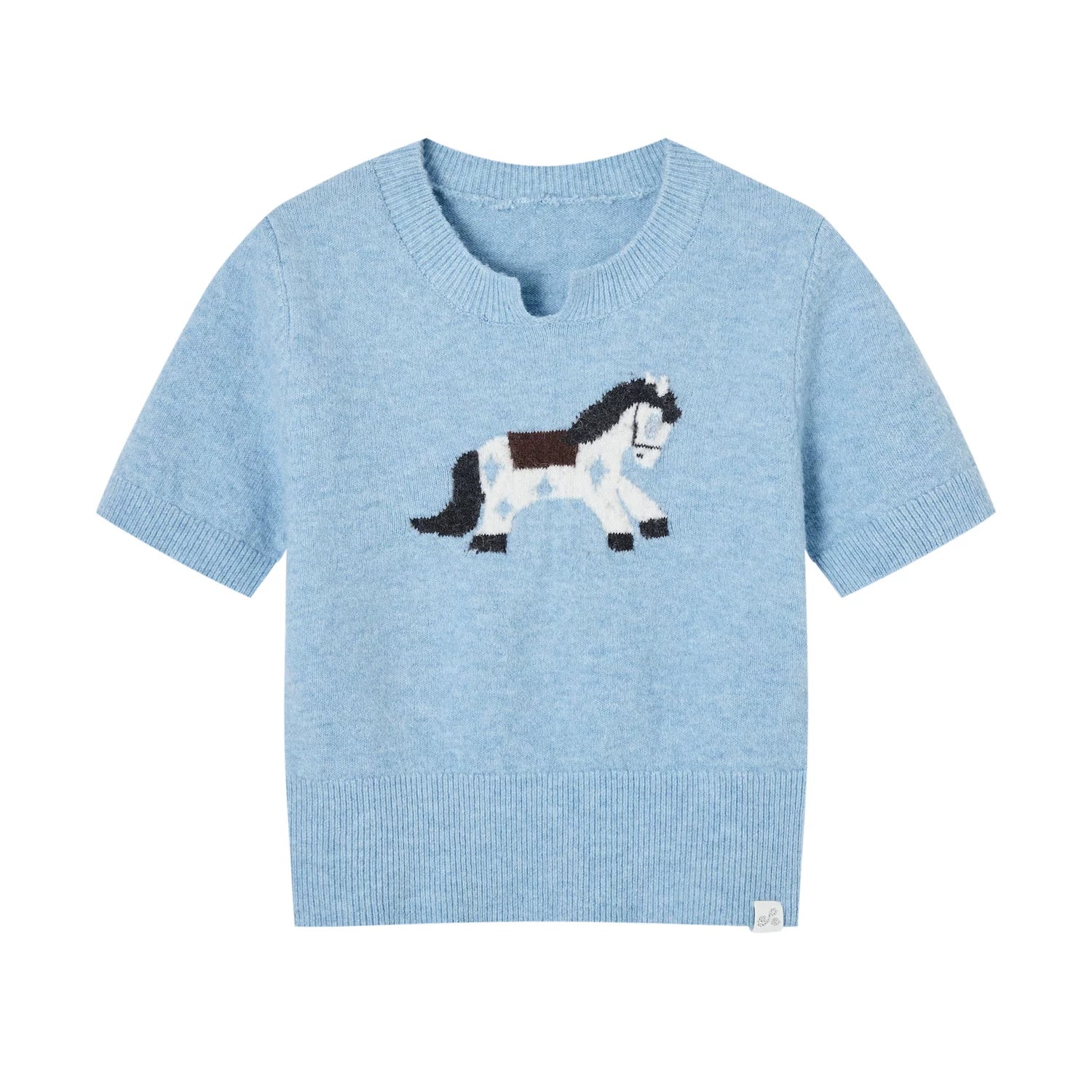Jacquard Pony Knit Short Sleeve Top