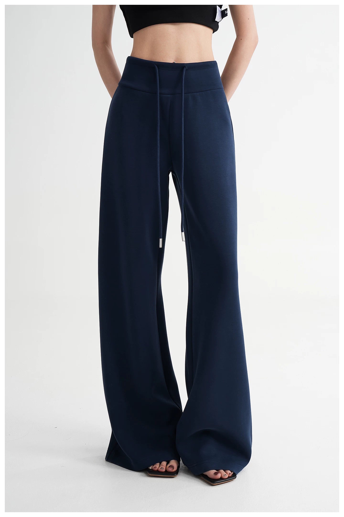 High-Waisted Knit Wide-Leg Trousers