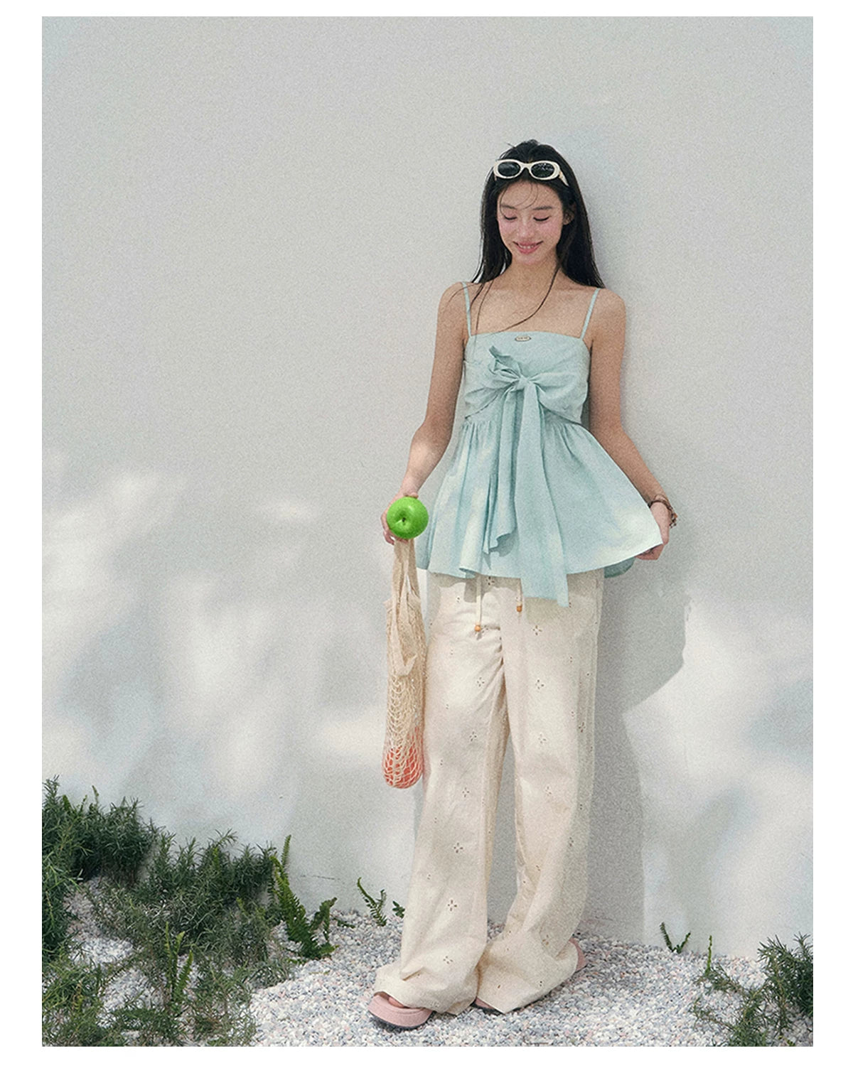 Blue Whisper Bow Camisole Top