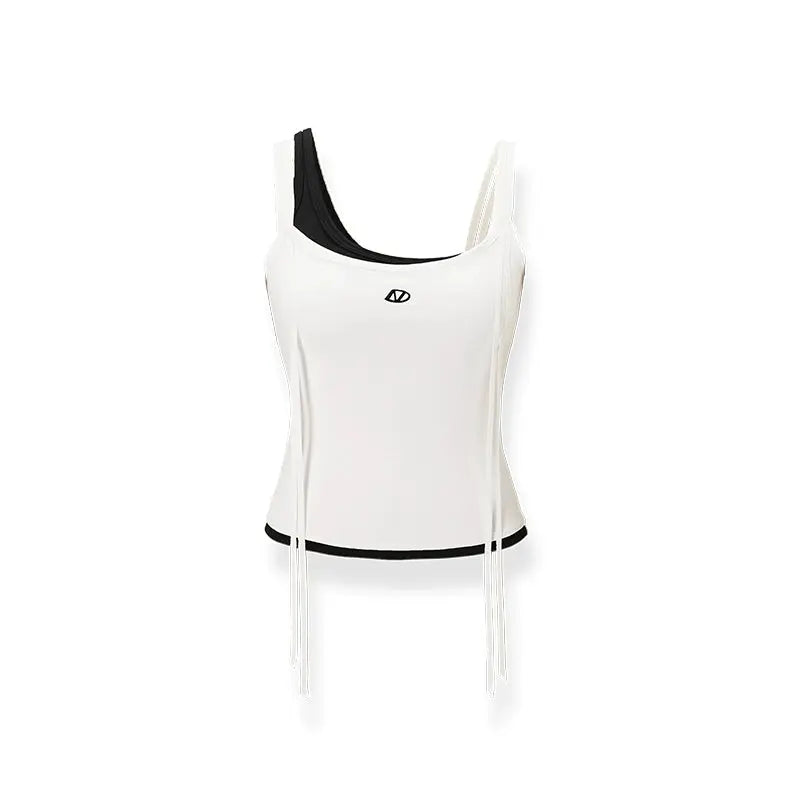 Color Block Mock Two-Piece Halter Top - CHINASQUAD