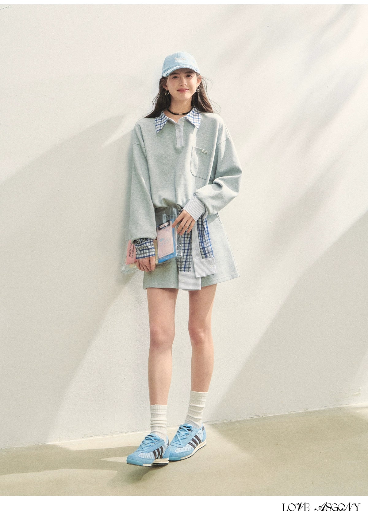 Fake Two-Piece Checkered Shirt Panel Sweatshirt - CHINASQUAD