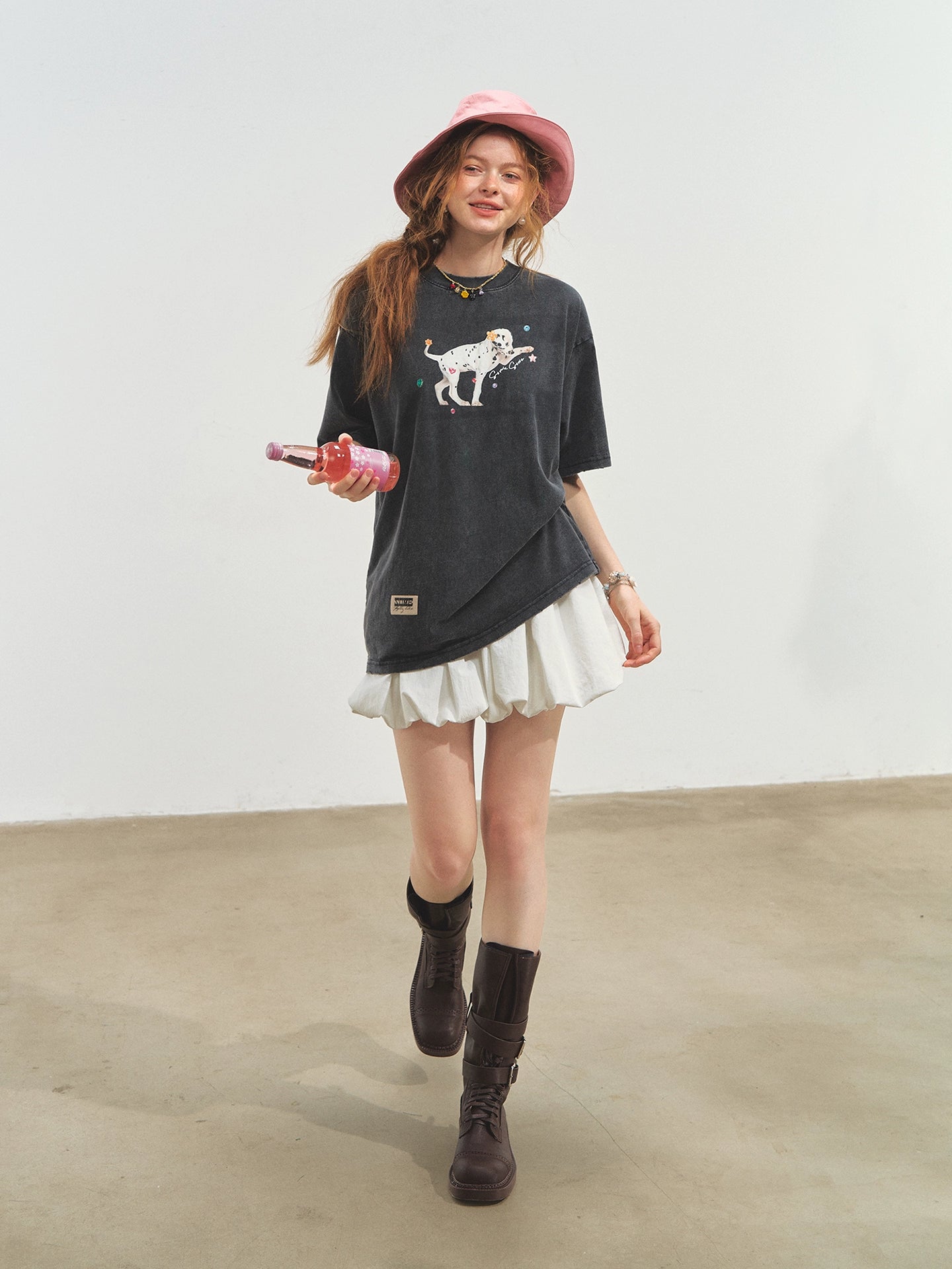 Spotted Puppy Printed Short Sleeve T-shirt - CHINASQUAD