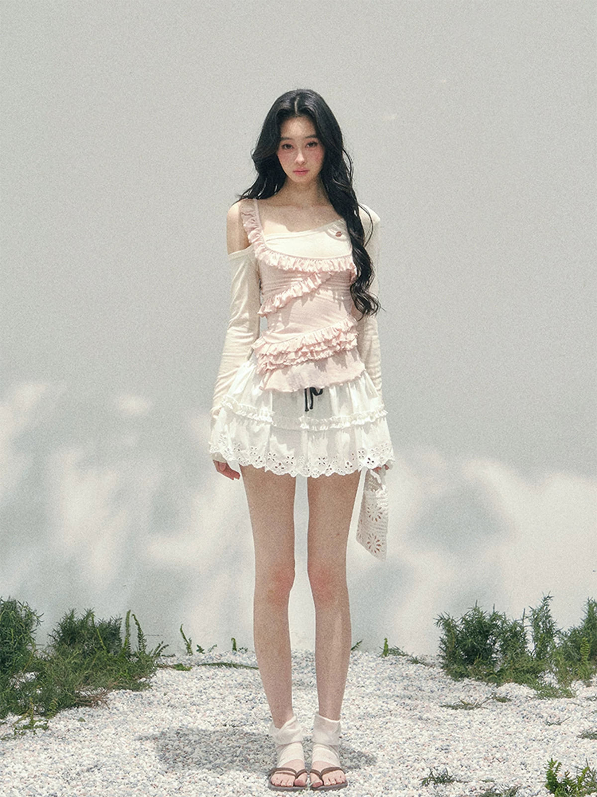 Asymmetric Ruffle Off-Shoulder Top