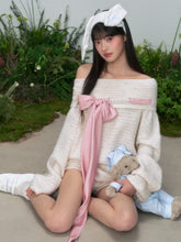 One-Shoulder Bow Tie Knitted Top - CHINASQUAD