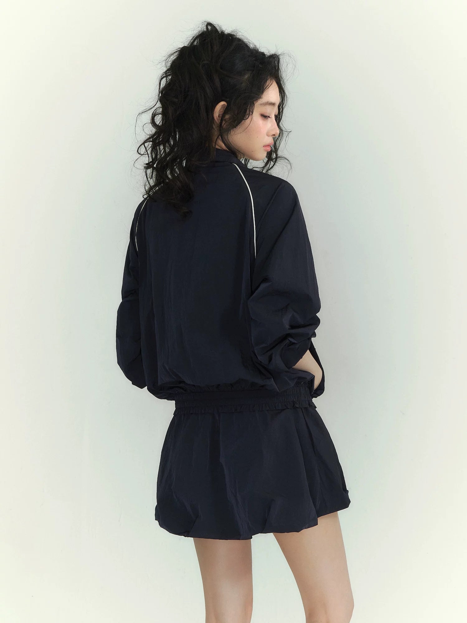 Floral Patchwork Casual Jacket & Bubble Dress Set