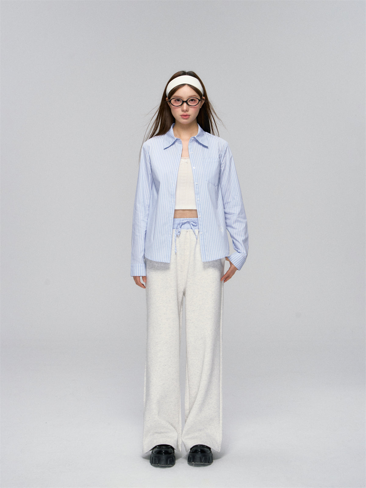 Blue Striped Cotton Shirt - CHINASQUAD