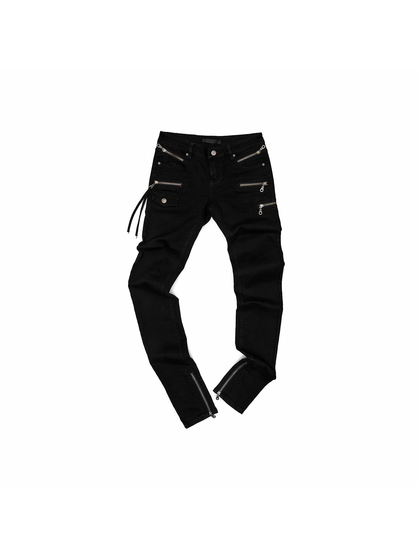 Vintage Washed Zip-Detail Skinny Jeans 1Jinn Studio