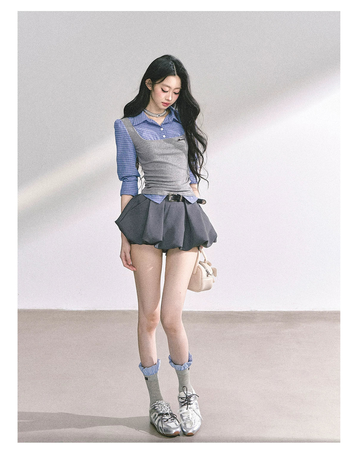 American-Style High-Waist Bubble Mini Skirt