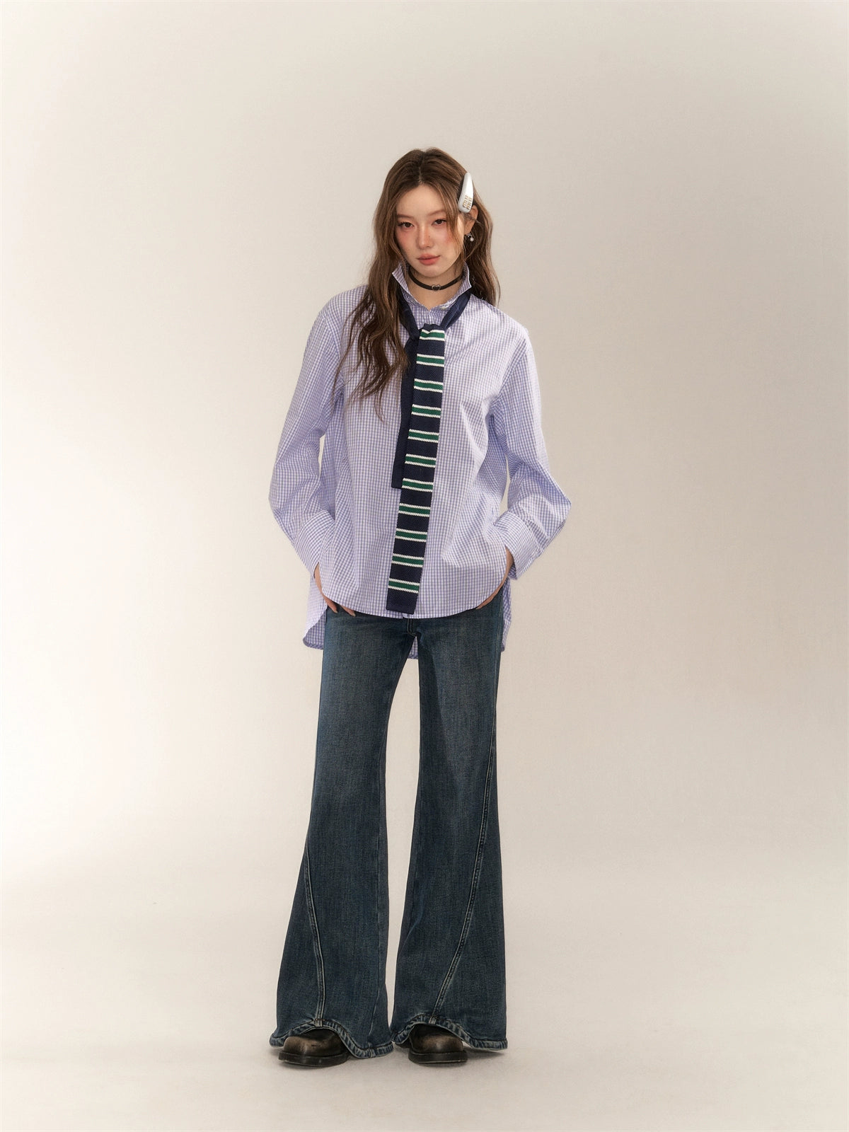 Vintage College Style Blue Plaid Shirt - CHINASQUAD