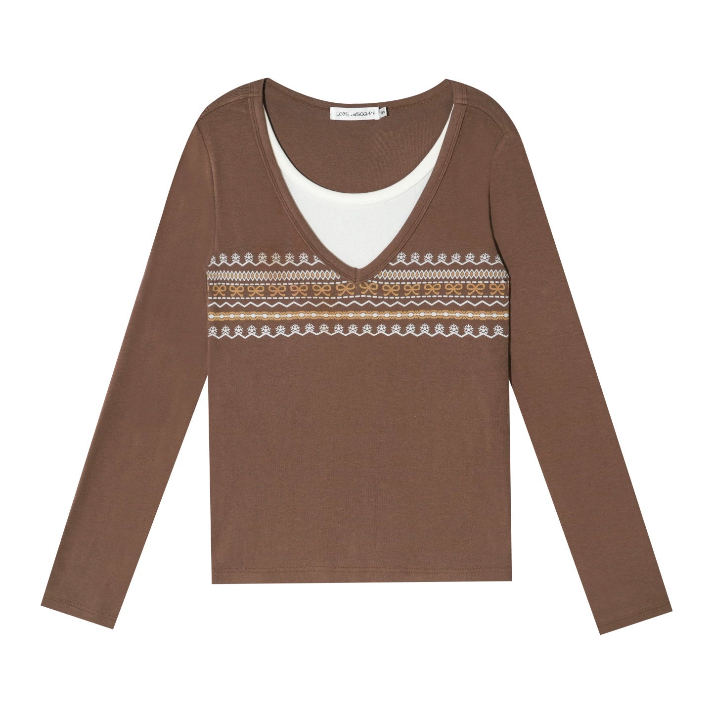 Contrast-Layered Long-Sleeve Tee