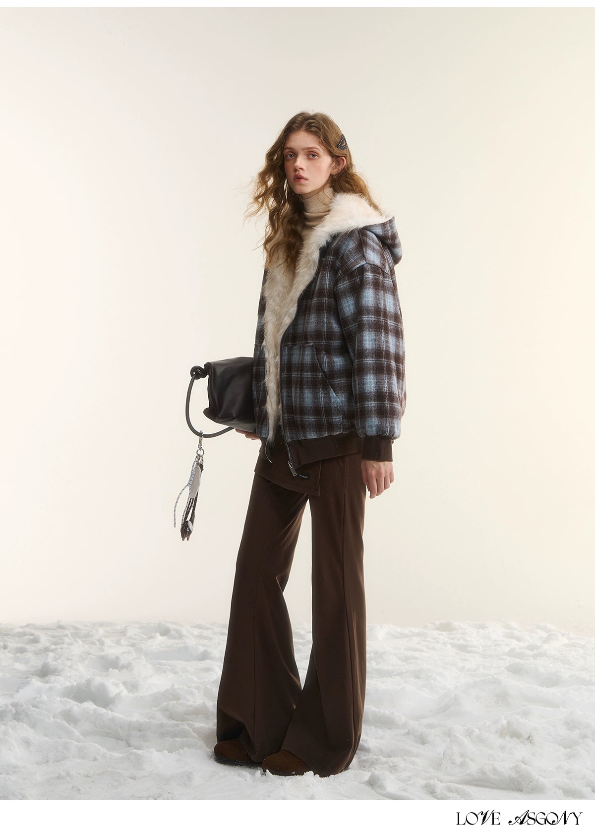 Asgony Asymmetric Layered Flare Knit Pants