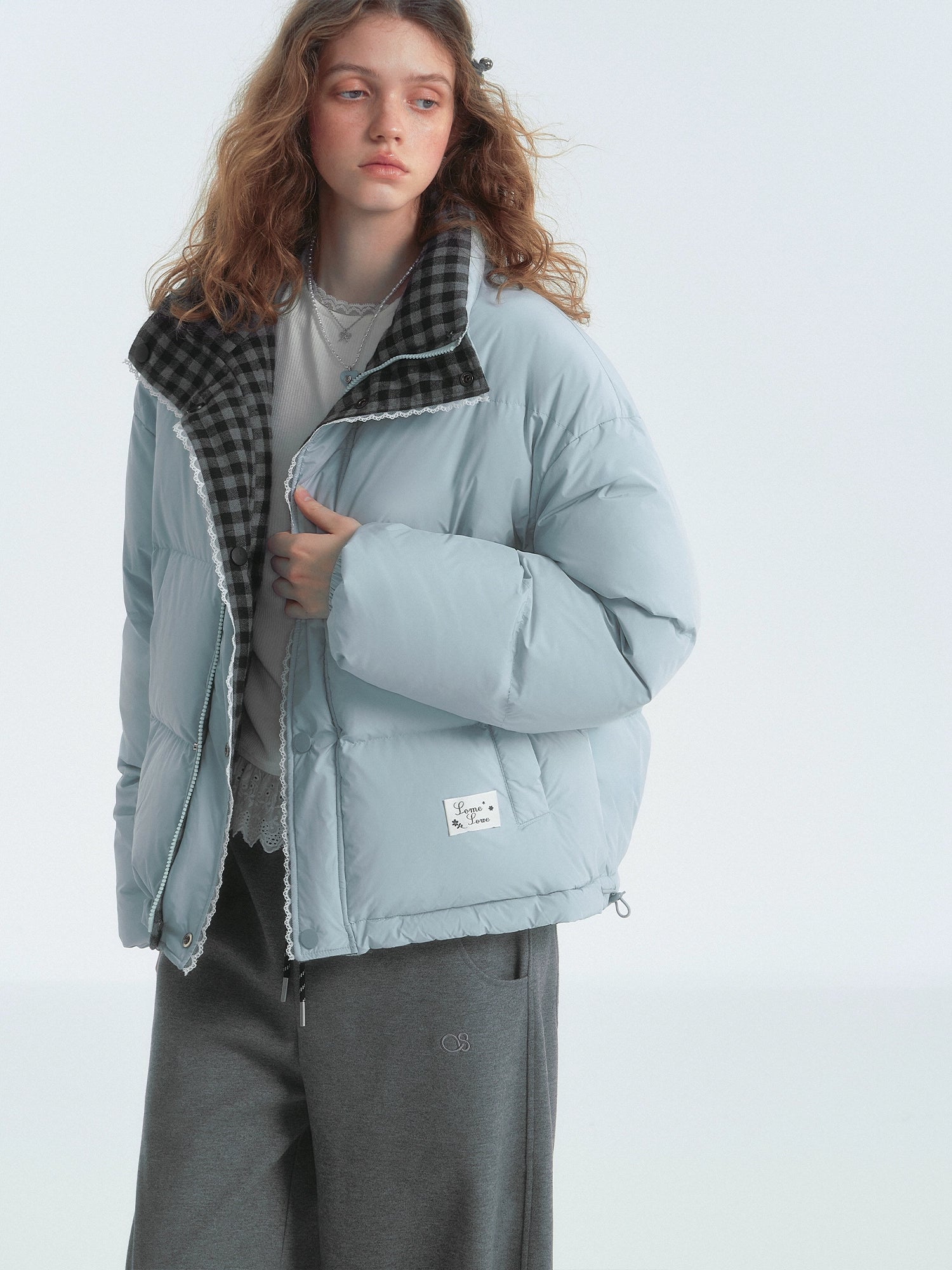 Lace-Trim Reversible Down Jacket - CHINASQUAD