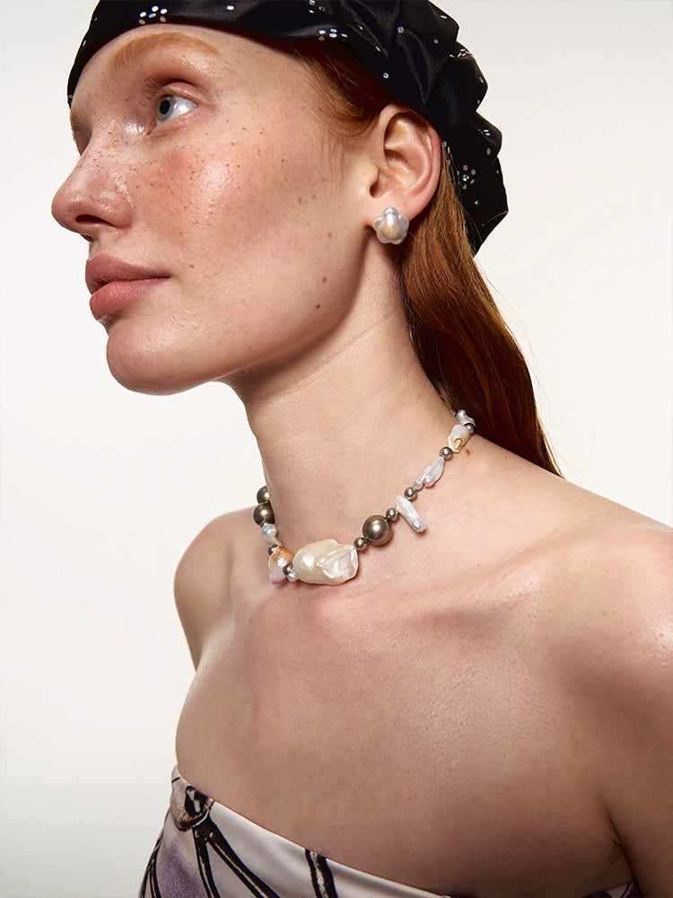 Natural Irregular Baroque Pearl Patchwork Necklace - CHINASQUAD