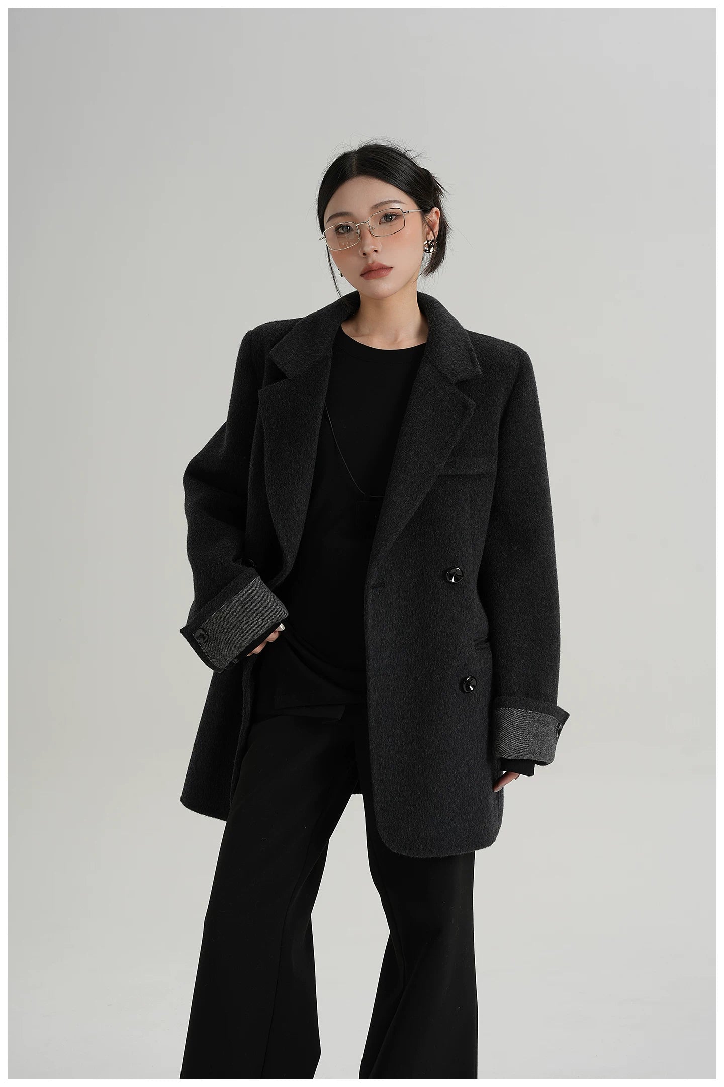 Mid-Length Double-Faced Wool Blazer