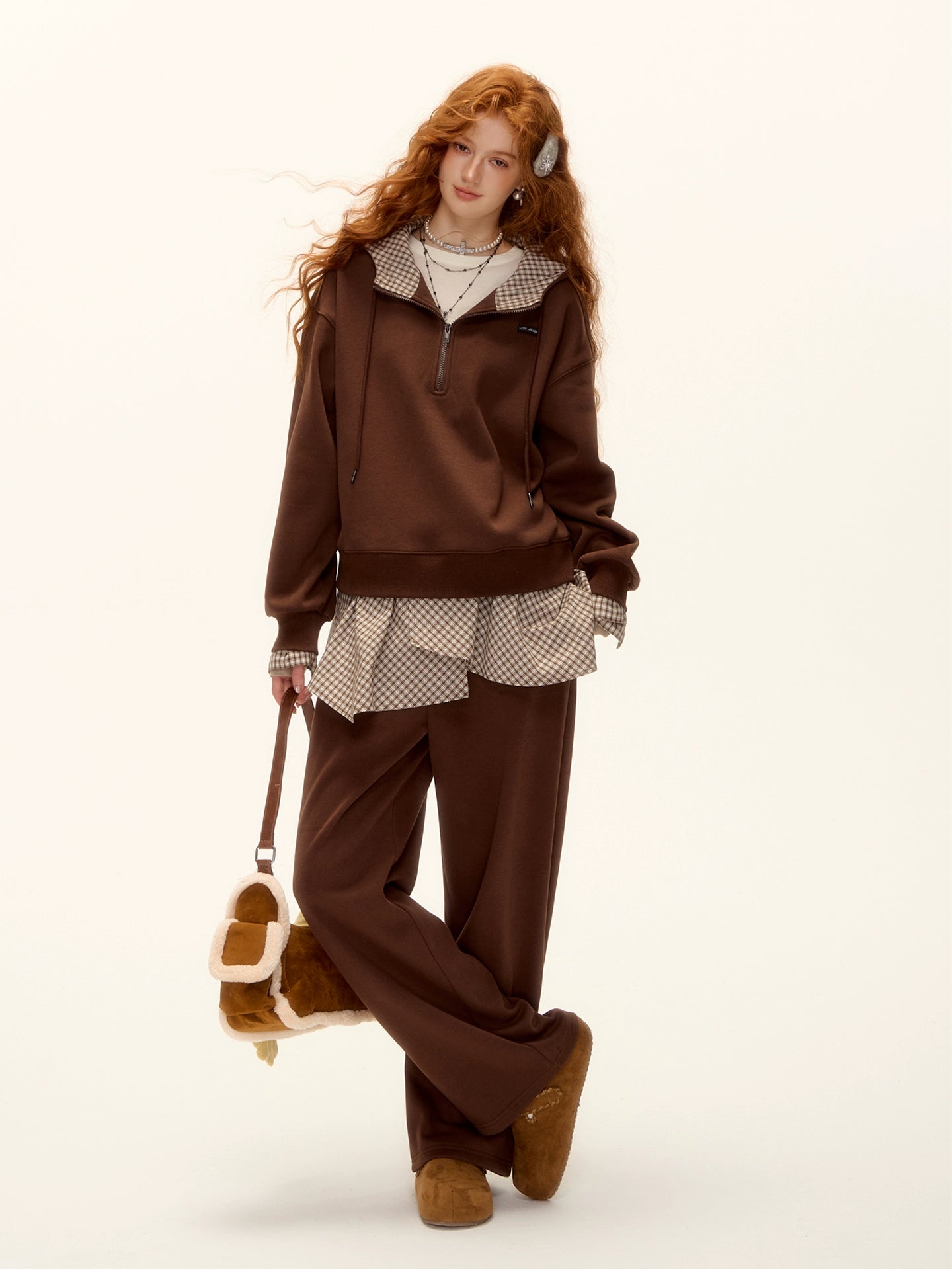 Fleece Hoodie & Wide-Leg Sweatpants Set