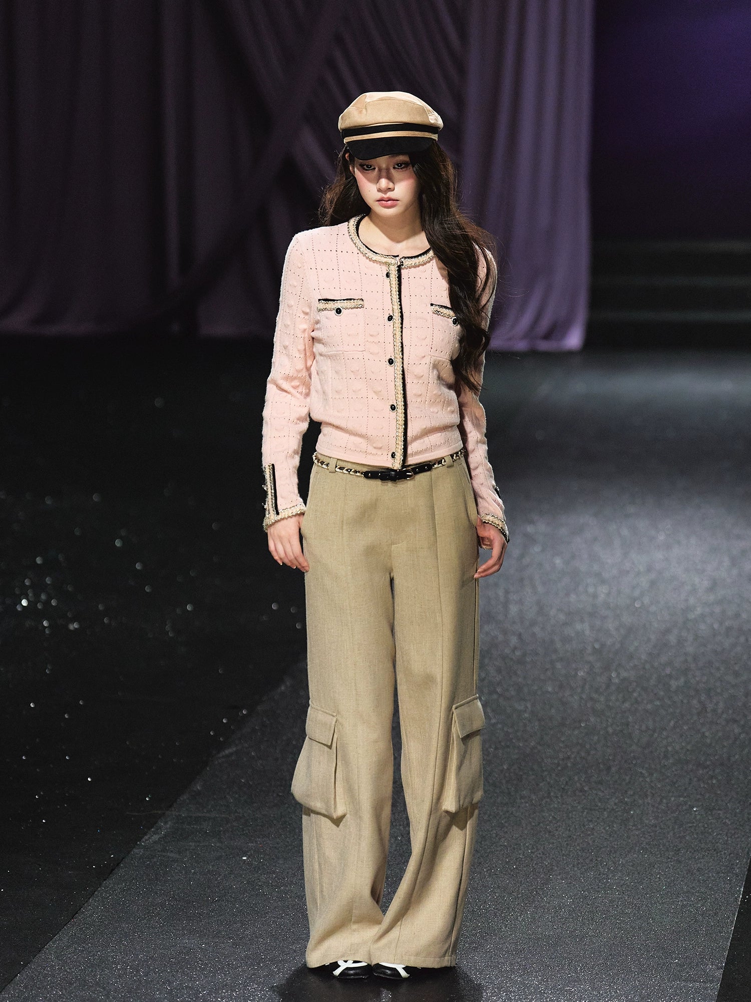 Pink Check Knit Cardigan - CHINASQUAD