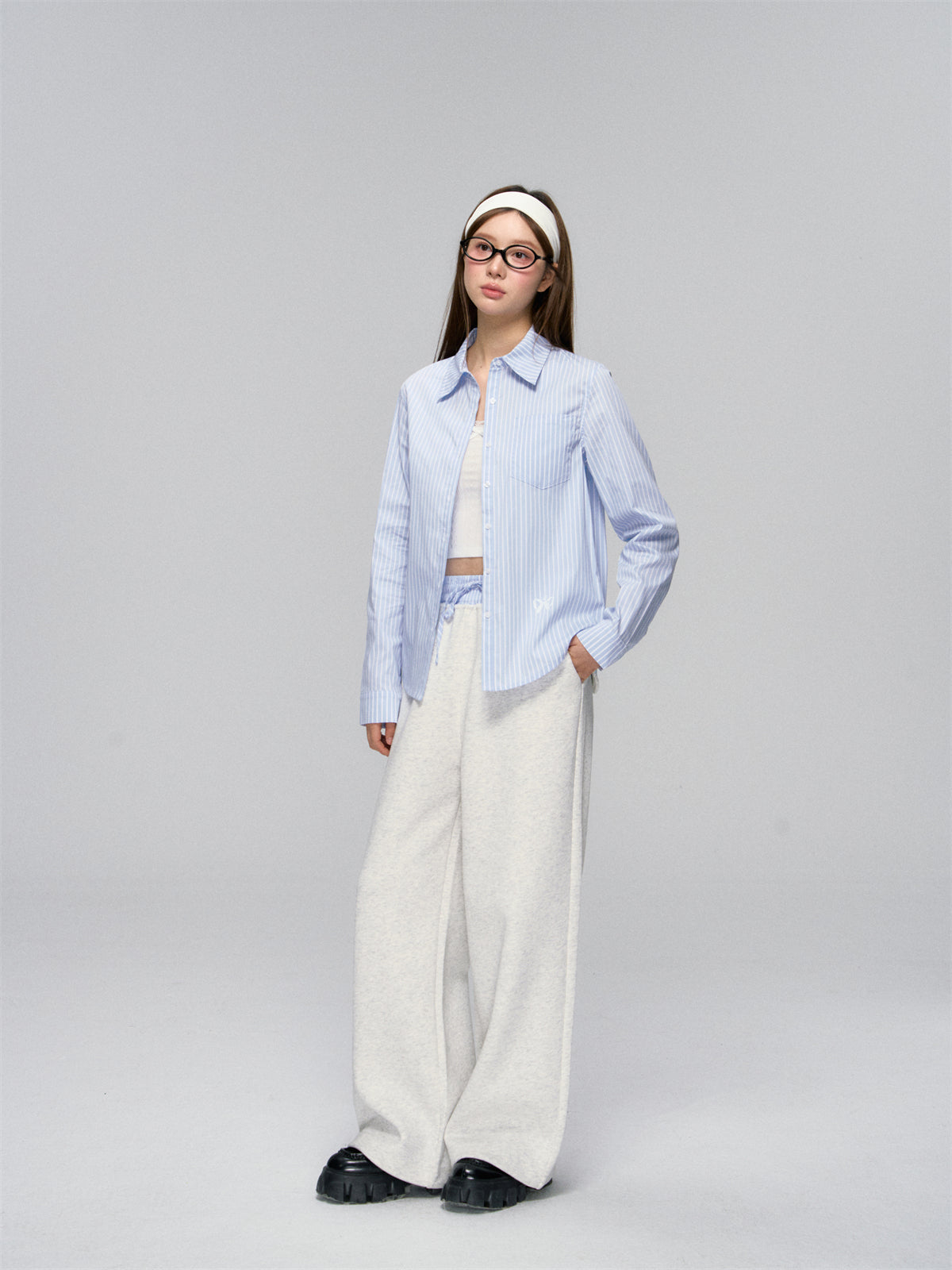 Blue Striped Cotton Shirt - CHINASQUAD