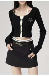 Fake Two Piece Knit Halter Blouse - CHINASQUAD