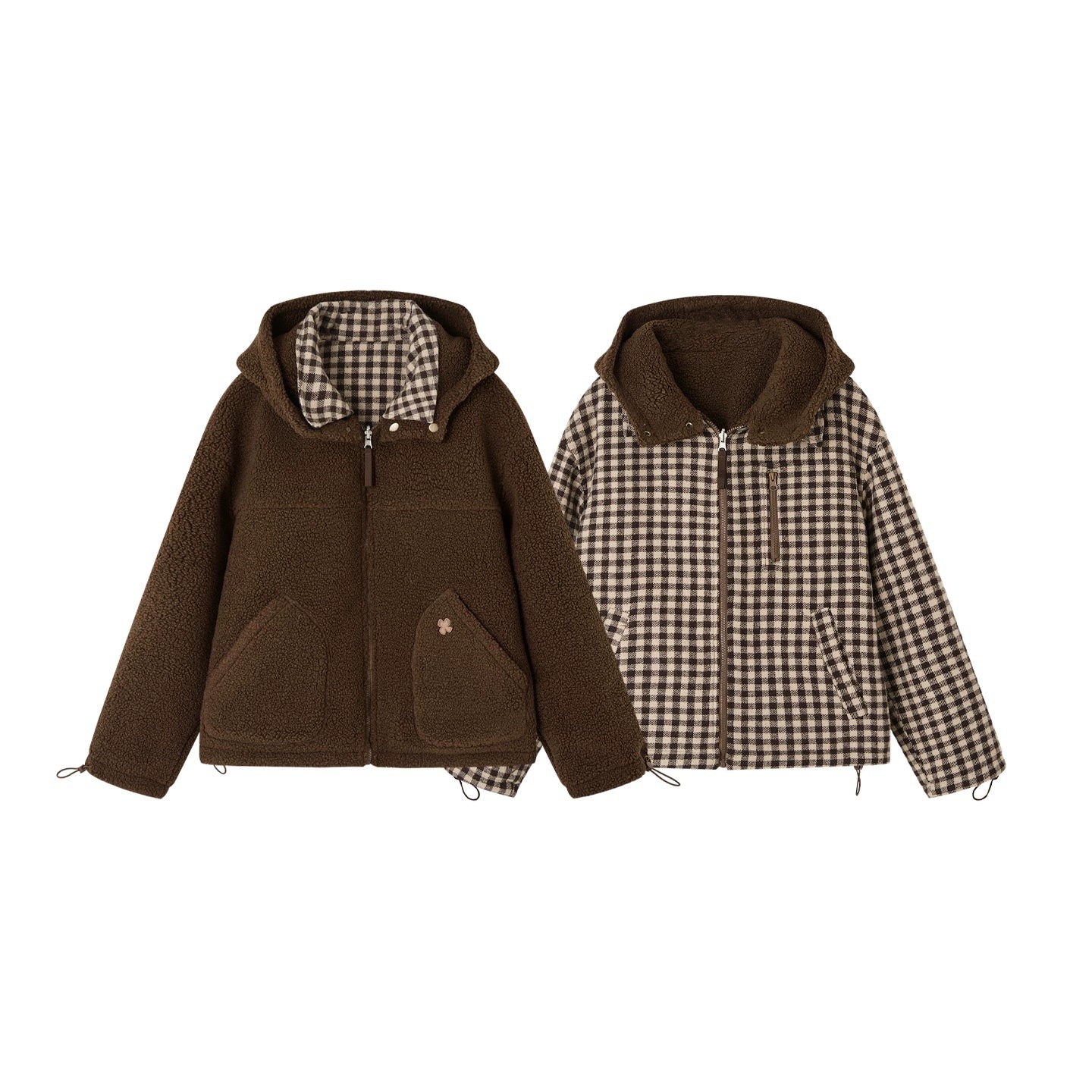 Reversible Plaid Fleece Patchwork Jacket