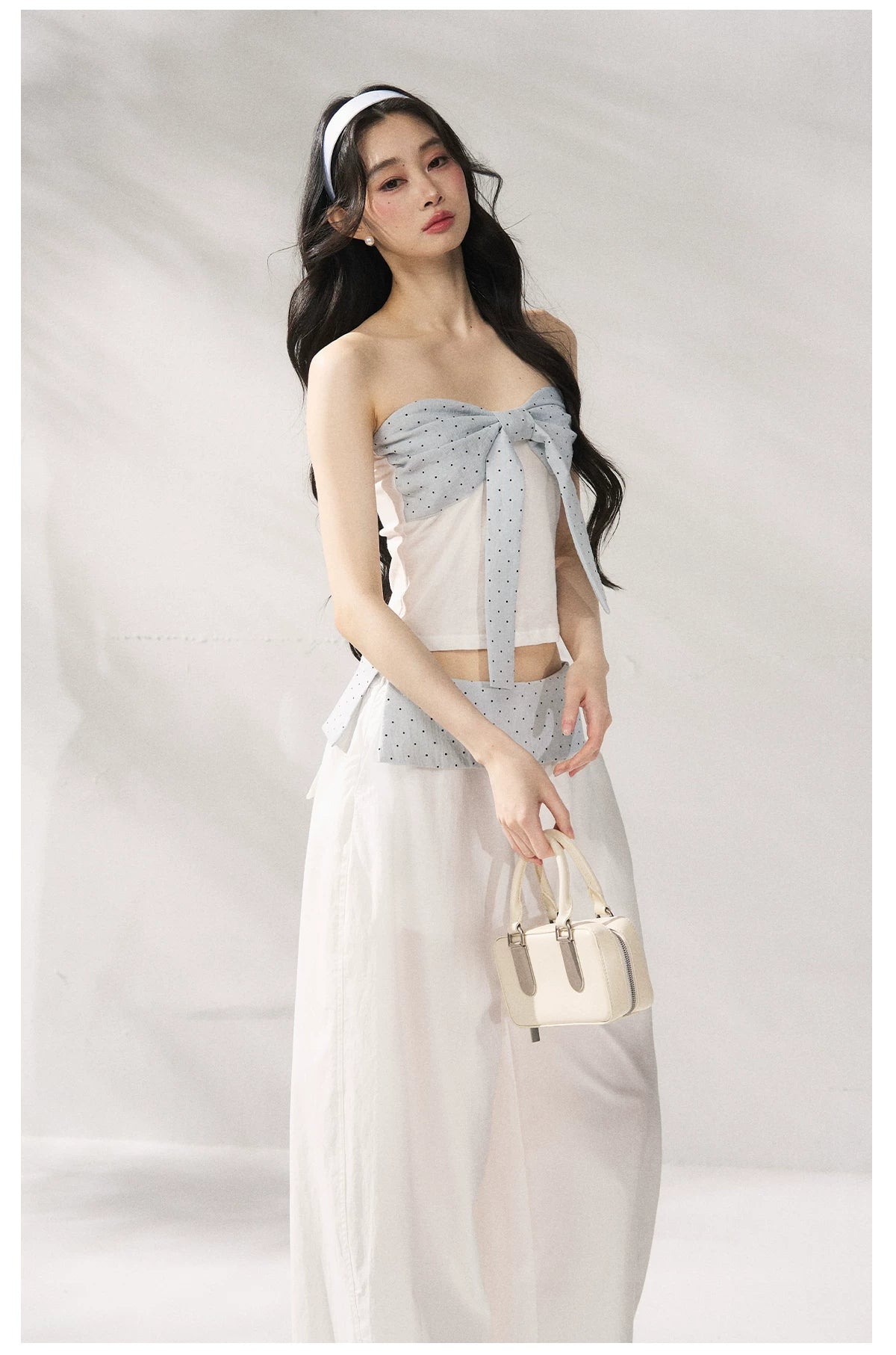 Strapless Top & Relaxed Wide-Leg Pants Set