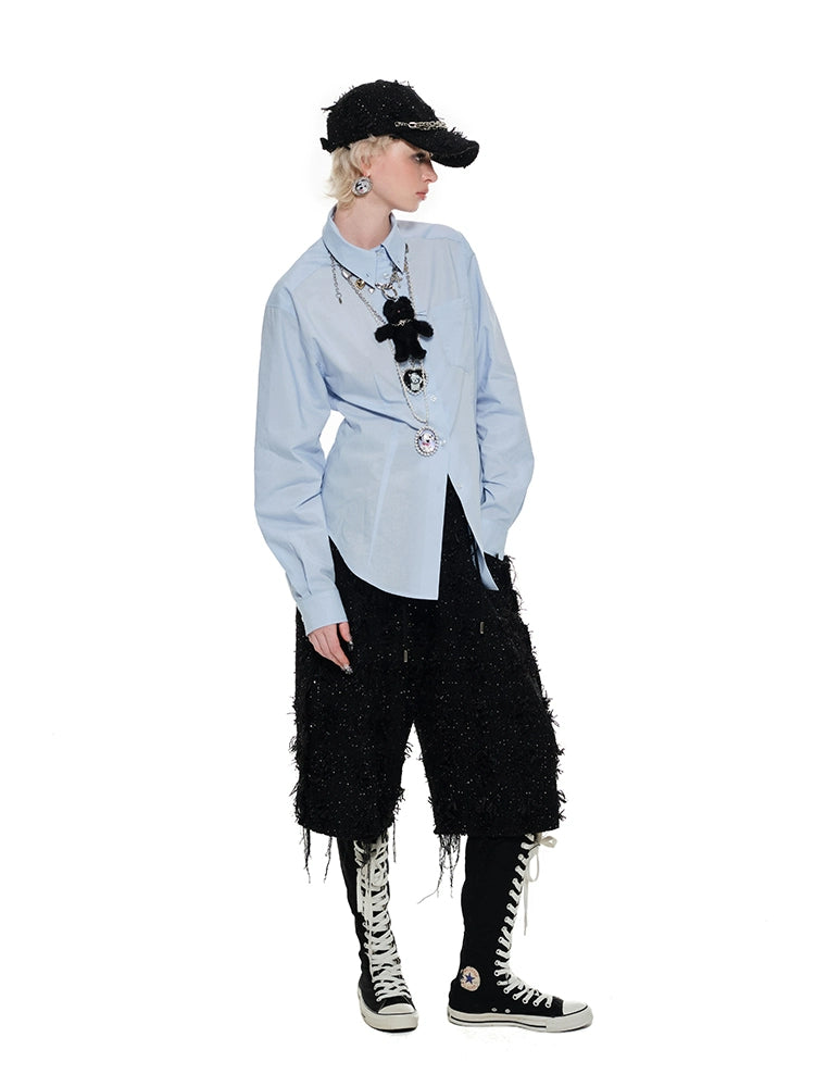 Black & Blue Tie Print Slim Fit Shirt - CHINASQUAD