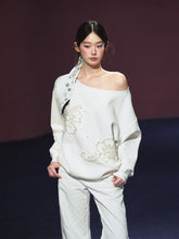 Beaded Off-shoulder Silhouette Sweatshirt - CHINASQUAD