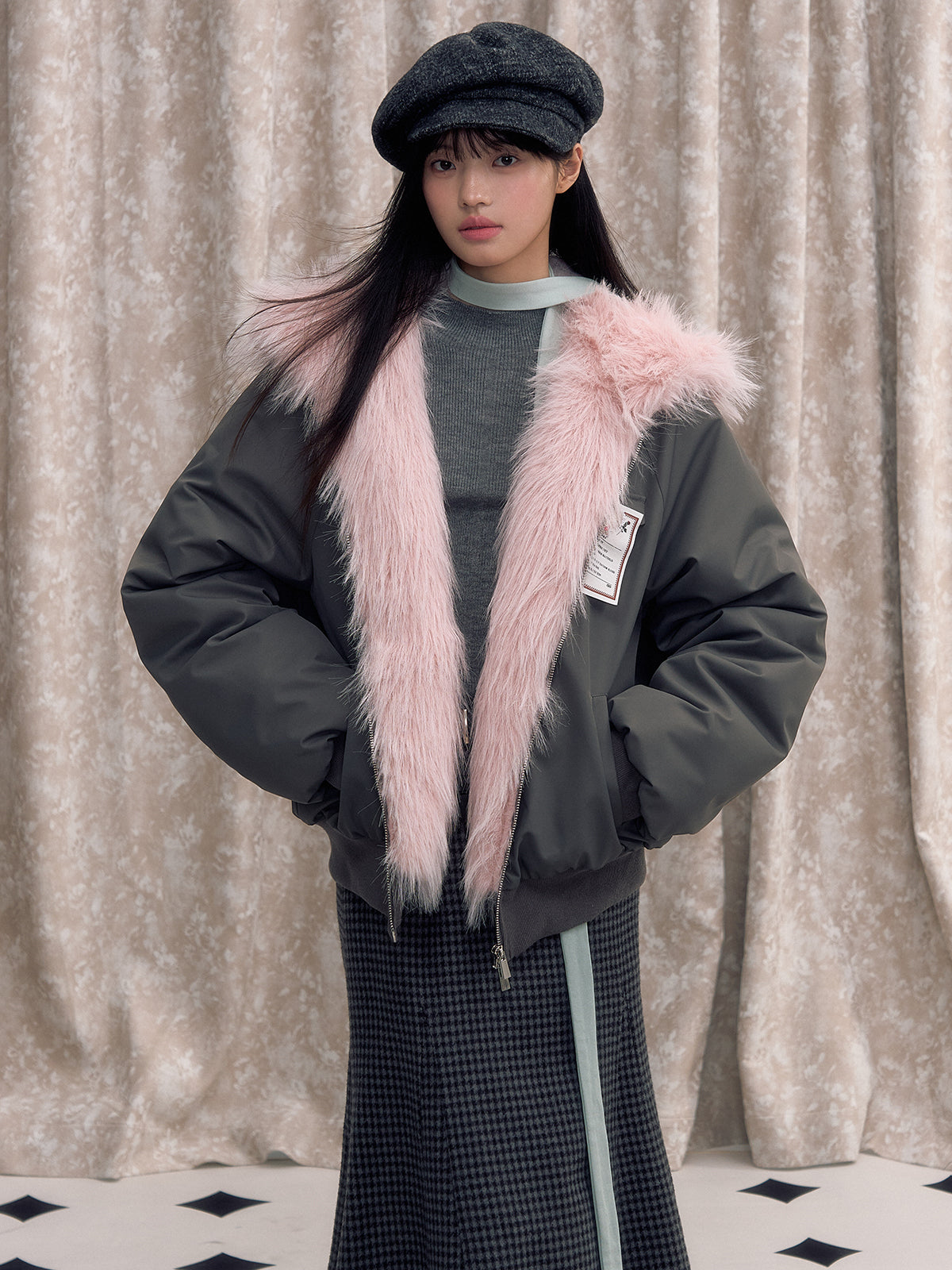Eco-friendly Fur Splicing One-piece Coat - CHINASQUAD