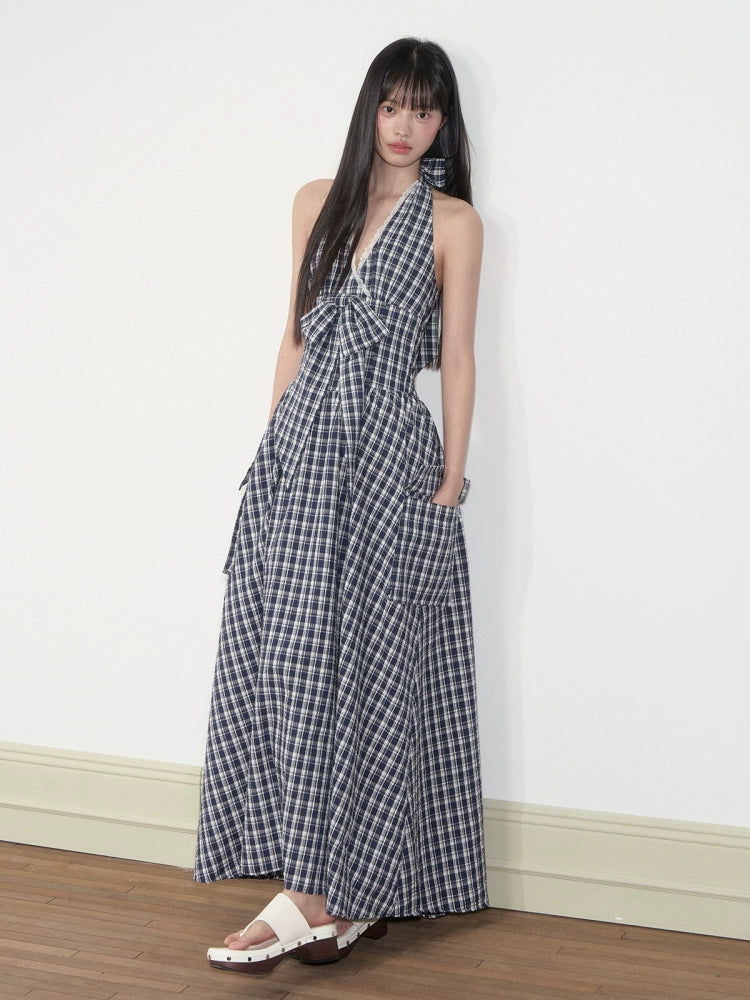 Halter Bowknot Lace Dress