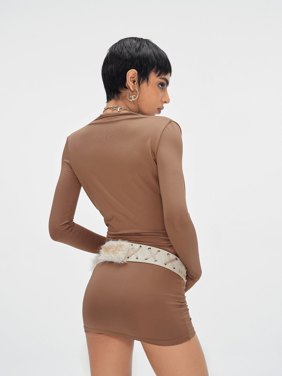 Contour-Fit Long-Sleeve Bodycon Dress