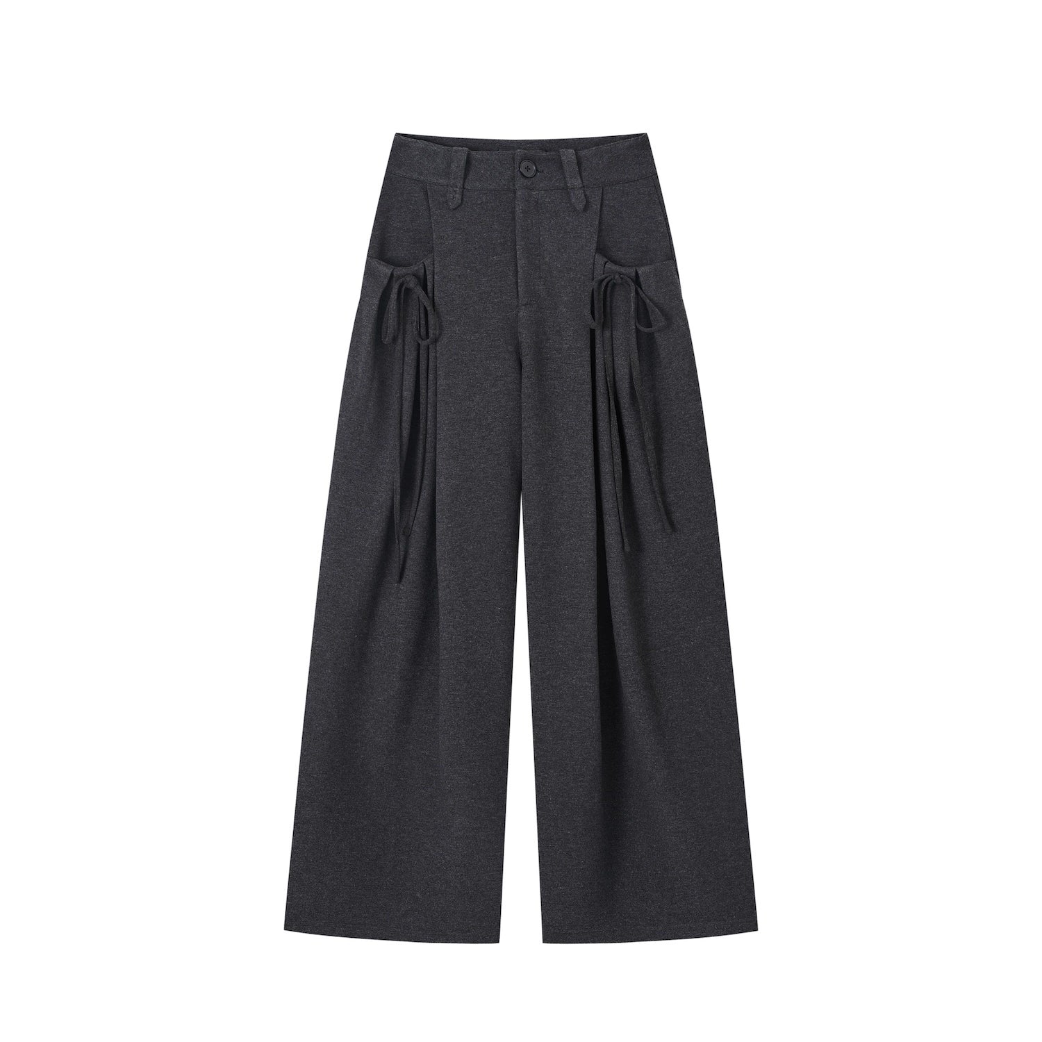 Pleated Bow Wool Blend Trousers