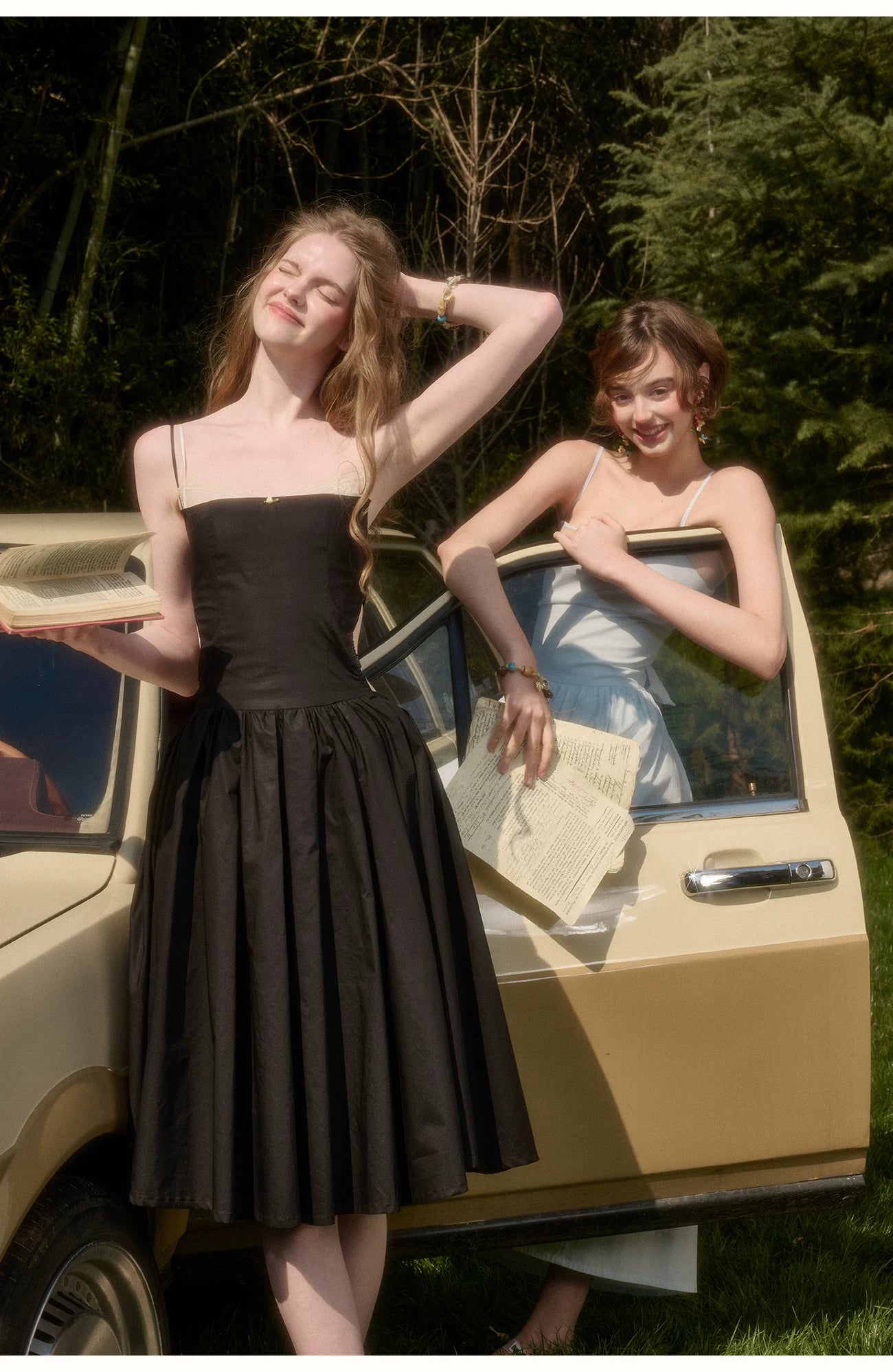 Pure Noir Cotton French Vacation Dress