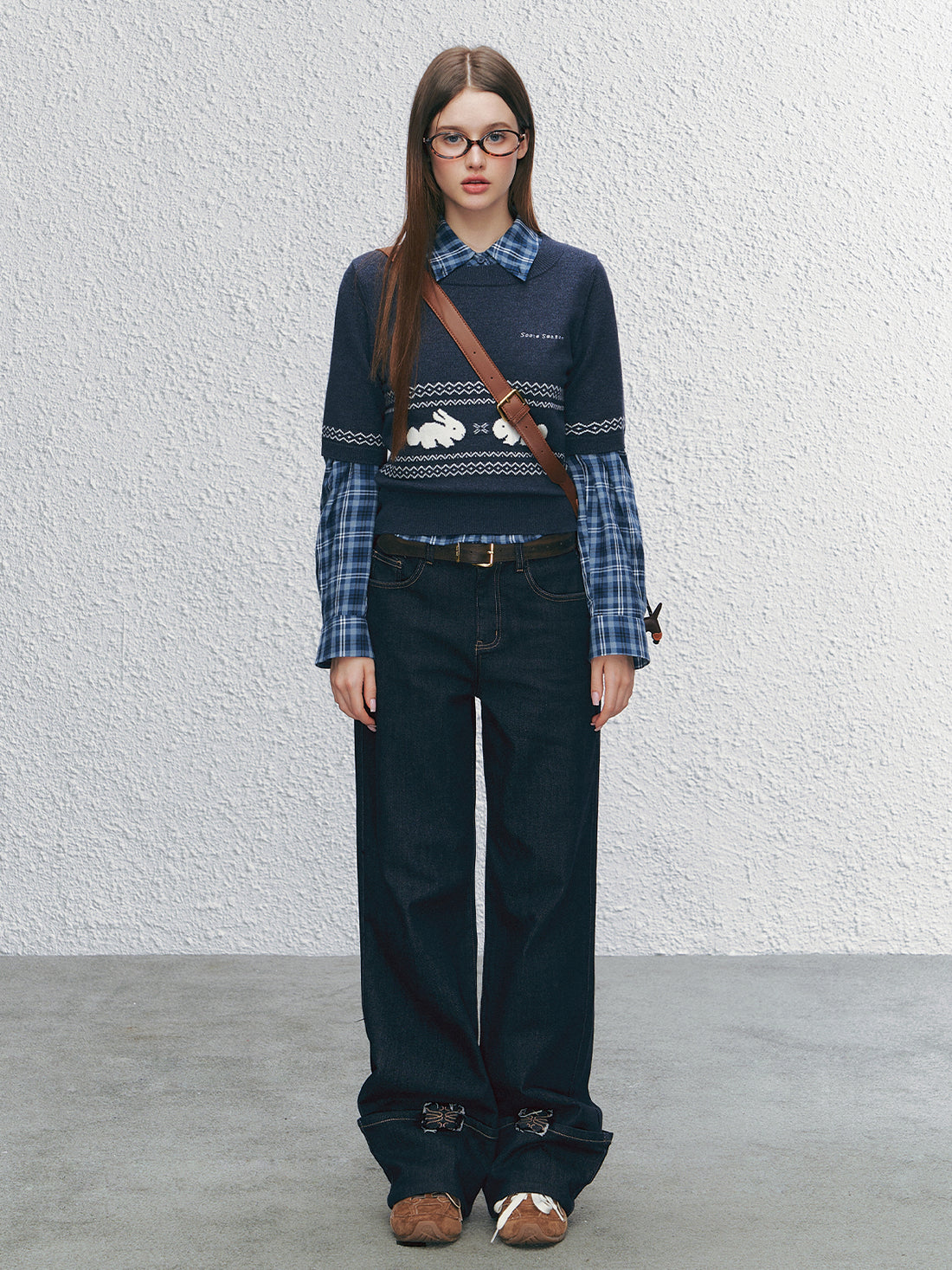Embroidered Wide-Legged Flared Denim Pants - CHINASQUAD