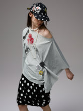 Badge-Embellished Black & White Polka Dot Canvas Flat-Brim Baseball Cap - CHINASQUAD