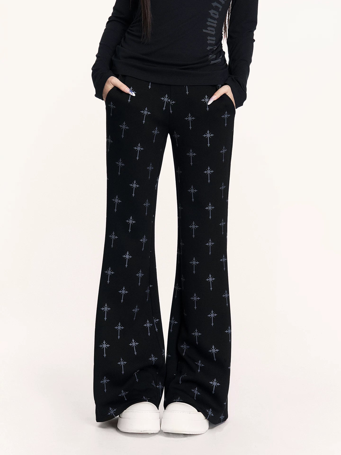 Hooded Sweatshirt Set with Shorts & Flared Pants