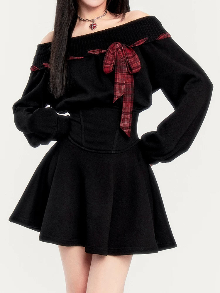 Fleece Waist-Cinching Sweatshirt Dress