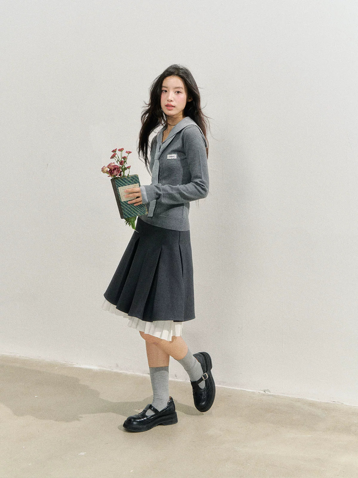 Naval Collar Preppy Girl Knit Crewneck