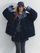 Color-block Plaid Spliced Cotton Jacket - CHINASQUAD