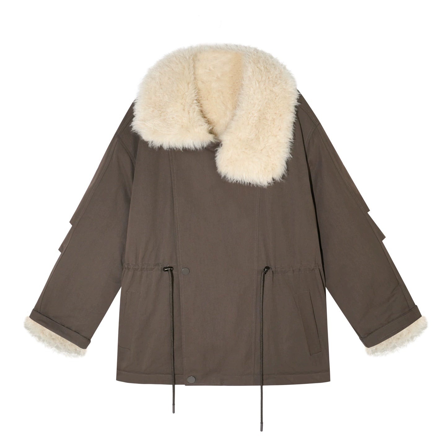 Faux-Fur Oversized Collar Jacket