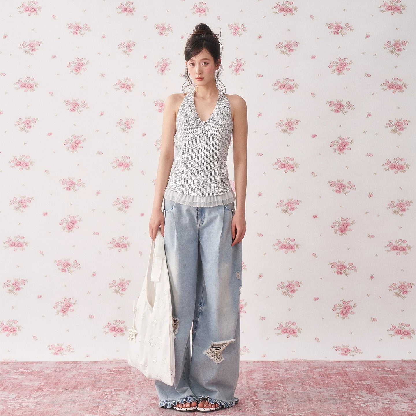 Polka Dot Halter Tie Camisole