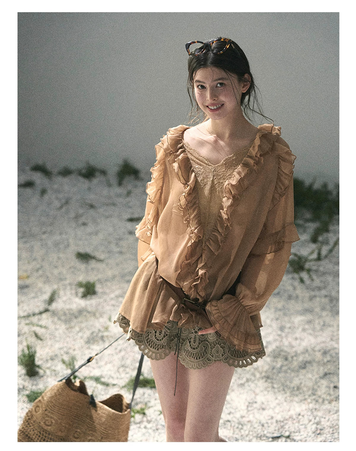 “Lost in Your Embrace” French Floral Cutwork Bubble Mini Skirt